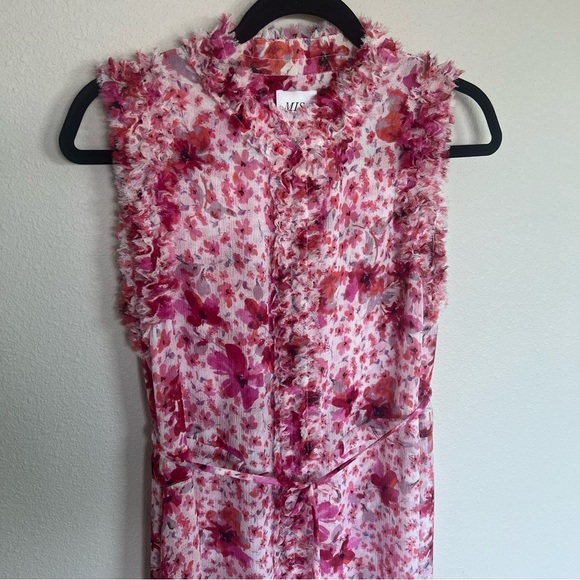 Misa Giselle Ruffled Maxi Dress Pink Floral Bohemian Boho Casual Women’s Small - Picture 4 of 14